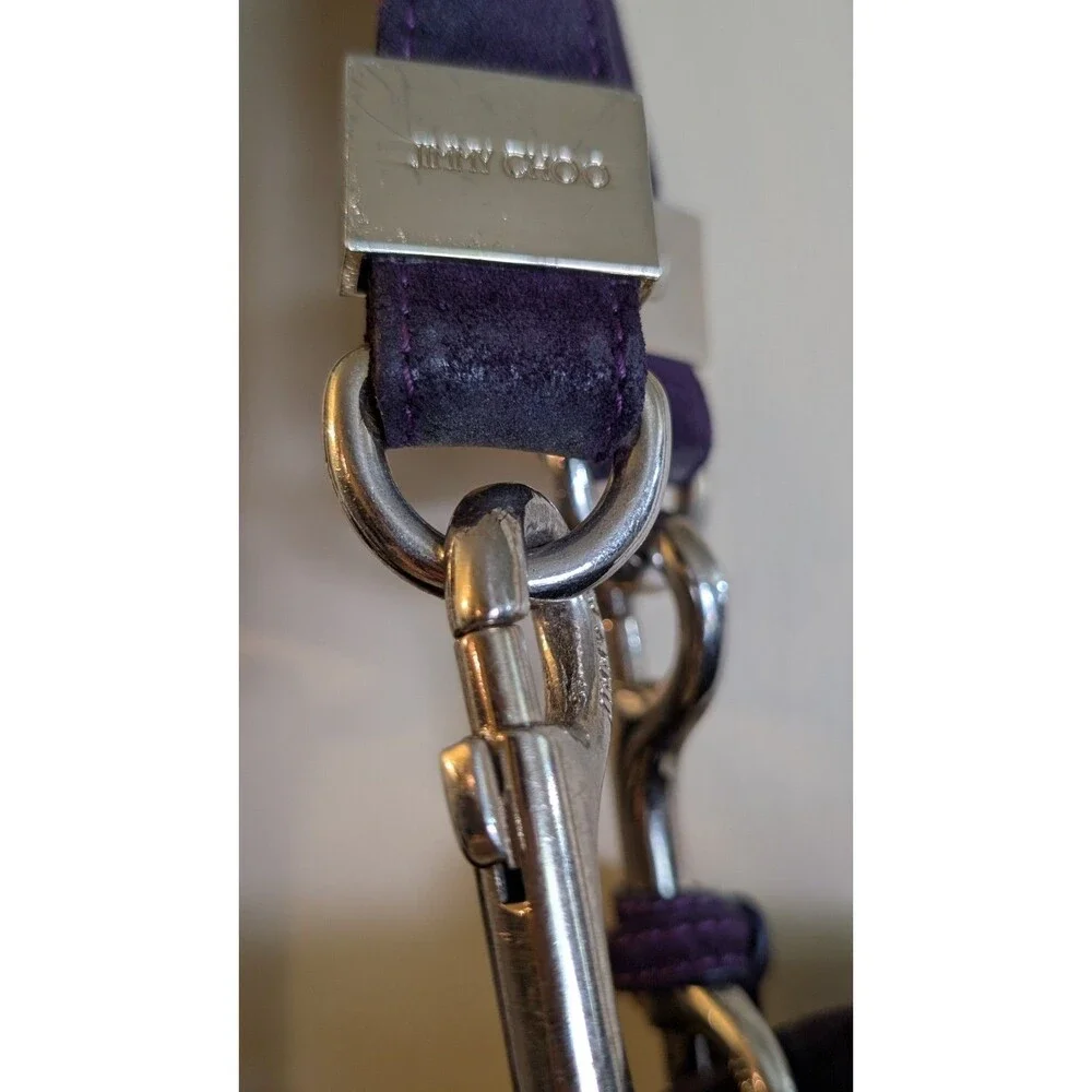 Vintage Jimmy Choo Purple Suede Studded Saba Hobo Shoulder Bag Handbag Y2K